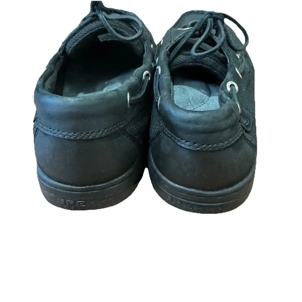 Sperry Original Womens Size 10 Triple Black Two Eye Comfort Leather Boat Shoes